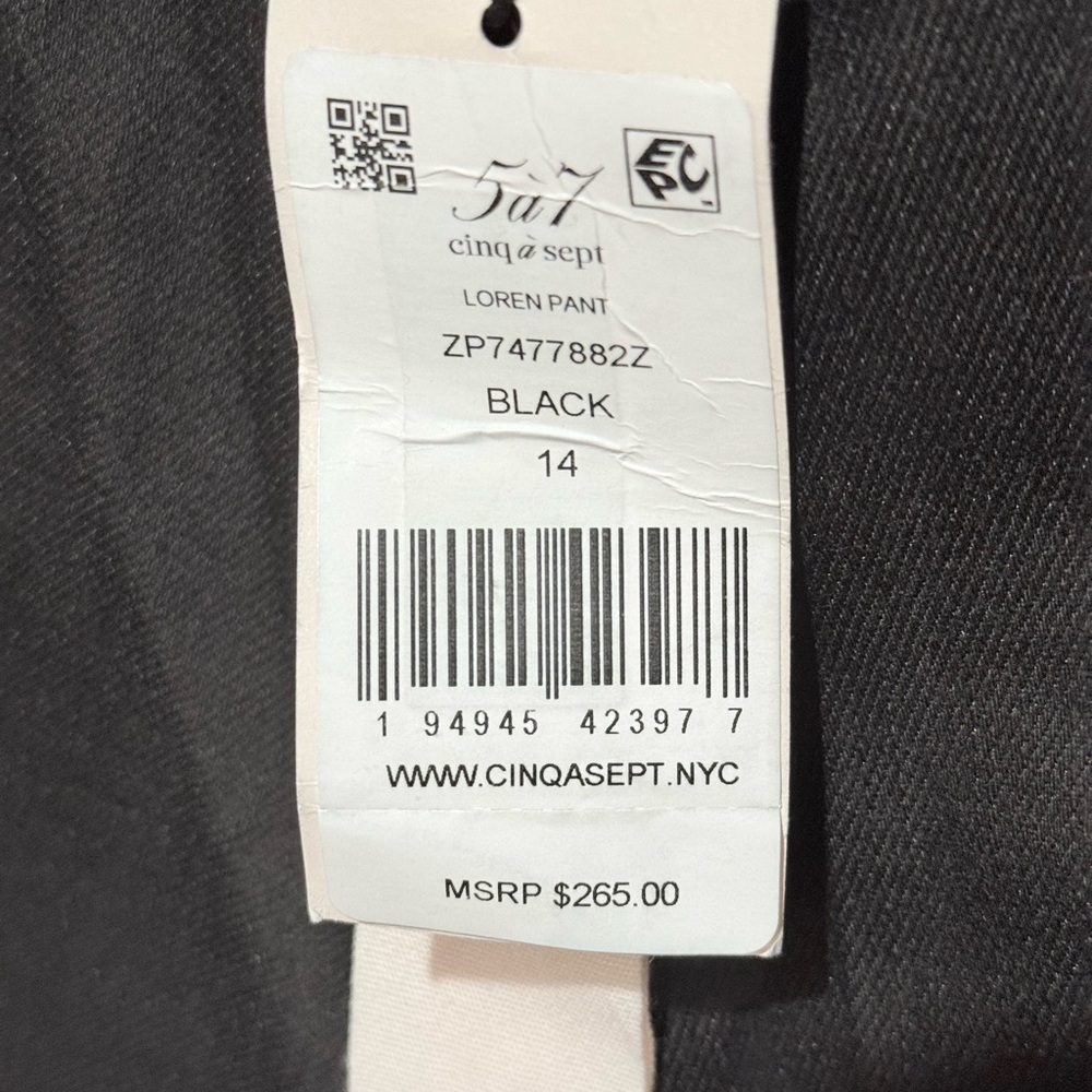 NWT Cinq à Sept Loren Stretch Cropped Flare  Zip Cotton Denim Pant Black Size 14 - Picture 8 of 13